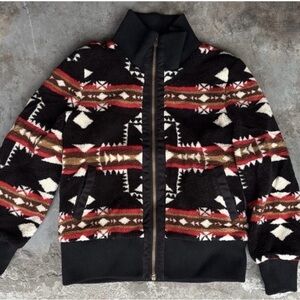 Pendleton Foxglove Range Fleece Bomber Jacket Aztec Print Womens Size Medium